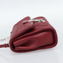 Miu Miu Matelasse Chain Shoulder Bag Leather Red Silver Auth 186223M-3