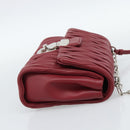 Miu Miu Matelasse Chain Shoulder Bag Leather Red Silver Auth 186223M-4