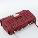 Miu Miu Matelasse Chain Shoulder Bag Leather Red Silver Auth 186223M-6