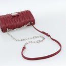 Miu Miu Matelasse Chain Shoulder Bag Leather Red Silver Auth 186223M-7