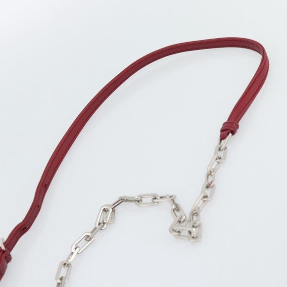 Miu Miu Matelasse Chain Shoulder Bag Leather Red Silver Auth 186223M
