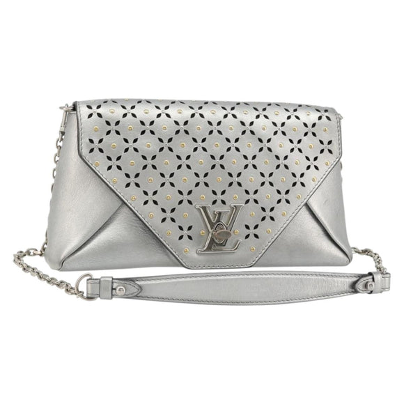 LOUIS VUITTON LV Love Note Shoulder Bag Leather Silver M54872 LV Auth 186225M