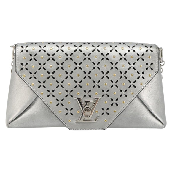 LOUIS VUITTON LV Love Note Shoulder Bag Leather Silver M54872 LV Auth 186225M