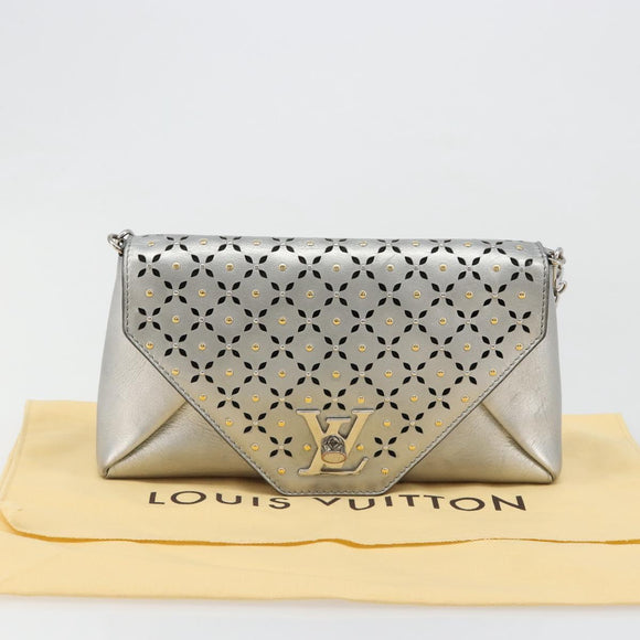 LOUIS VUITTON LV Love Note Shoulder Bag Leather Silver M54872 LV Auth 186225M