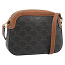 CELINE Triomphe Shoulder Bag PVC Black Gold Auth 186226M-1
