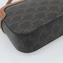 CELINE Triomphe Shoulder Bag PVC Black Gold Auth 186226M-15
