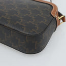 CELINE Triomphe Shoulder Bag PVC Black Gold Auth 186226M-16
