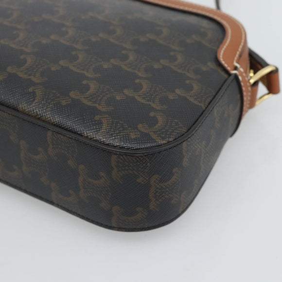CELINE Triomphe Shoulder Bag PVC Black Gold Auth 186226M
