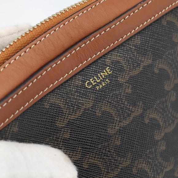 CELINE Triomphe Shoulder Bag PVC Black Gold Auth 186226M