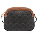 CELINE Triomphe Shoulder Bag PVC Black Gold Auth 186226M-13