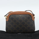 CELINE Triomphe Shoulder Bag PVC Black Gold Auth 186226M-12