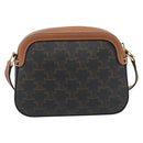 CELINE Triomphe Shoulder Bag PVC Black Gold Auth 186226M-2