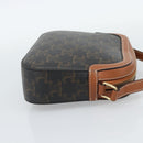 CELINE Triomphe Shoulder Bag PVC Black Gold Auth 186226M-4