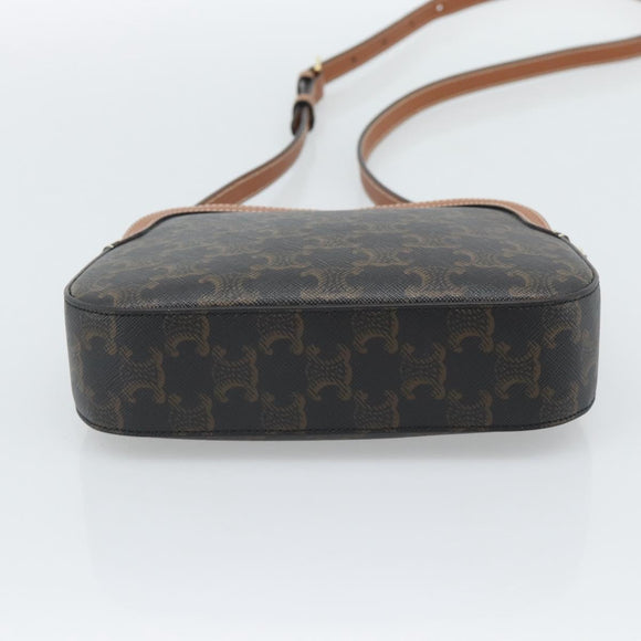 CELINE Triomphe Shoulder Bag PVC Black Gold Auth 186226M