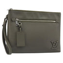 LOUIS VUITTON Takeoff Pouch Clutch Bag Leather Gray M81735 LV Auth 186227M-1