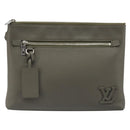 LOUIS VUITTON Takeoff Pouch Clutch Bag Leather Gray M81735 LV Auth 186227M-13