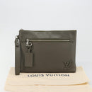 LOUIS VUITTON Takeoff Pouch Clutch Bag Leather Gray M81735 LV Auth 186227M-12