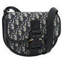Christian Dior Trotter Canvas Gallop Shoulder Bag Navy Silver Auth 186228SM-1