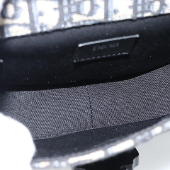 Christian Dior Trotter Canvas Gallop Shoulder Bag Navy Silver Auth 186228SM