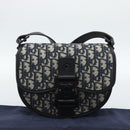 Christian Dior Trotter Canvas Gallop Shoulder Bag Navy Silver Auth 186228SM-21