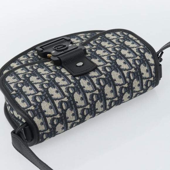 Christian Dior Trotter Canvas Gallop Shoulder Bag Navy Silver Auth 186228SM