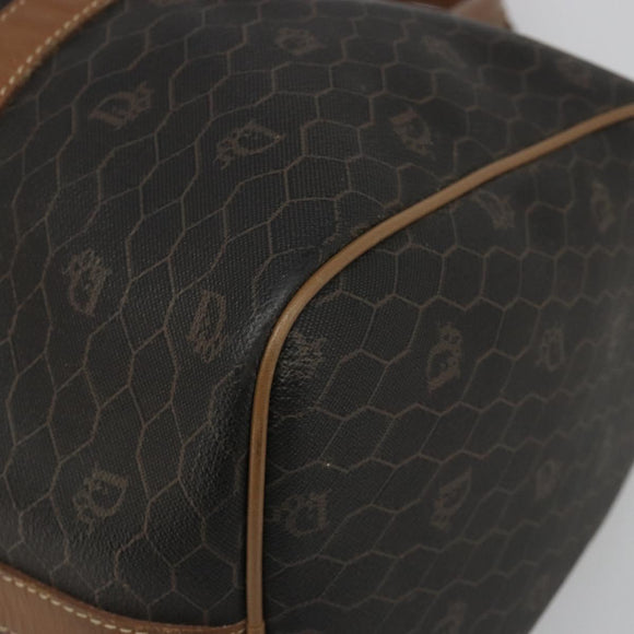Christian Dior Honeycomb Canvas Boston Bag PVC Black Gold Auth 186229A