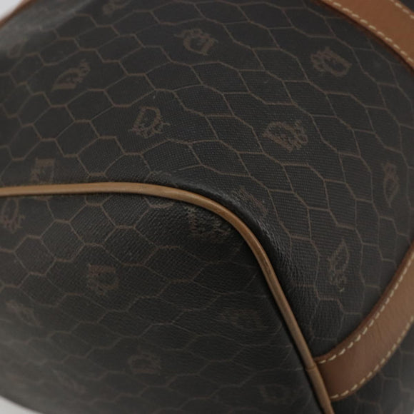 Christian Dior Honeycomb Canvas Boston Bag PVC Black Gold Auth 186229A