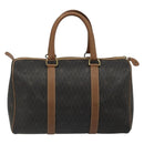 Christian Dior Honeycomb Canvas Boston Bag PVC Black Gold Auth 186229A-2