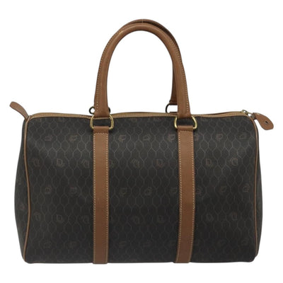 Christian Dior Honeycomb Canvas Boston Bag PVC Black Gold Auth 186229A - 0