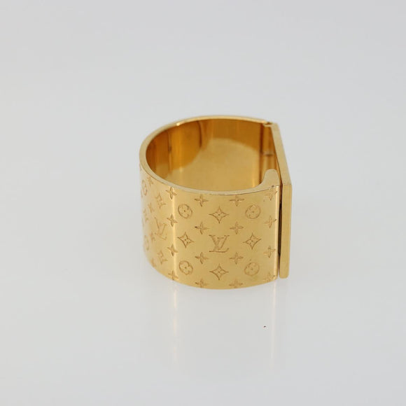 LOUIS VUITTON Monogram Nanogram Scarf Ring Brooch Gold Tone M00226 Auth 186230A