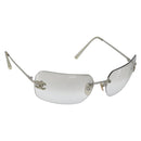 CHANEL COCO Mark Sunglasses metal Silver tone CC Auth 186236M-1