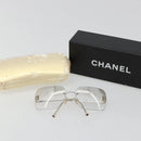 CHANEL COCO Mark Sunglasses metal Silver tone CC Auth 186236M-18