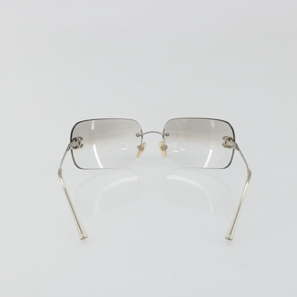 CHANEL COCO Mark Sunglasses metal Silver tone CC Auth 186236M