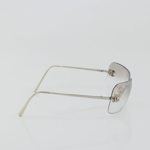 CHANEL COCO Mark Sunglasses metal Silver tone CC Auth 186236M