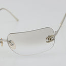 CHANEL COCO Mark Sunglasses metal Silver tone CC Auth 186236M-7