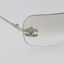 CHANEL COCO Mark Sunglasses metal Silver tone CC Auth 186236M-9