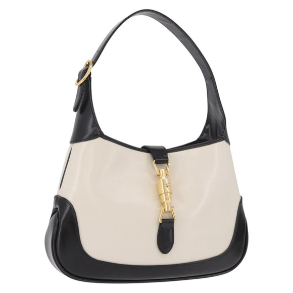 GUCCI New Jackie 1961 Bag Leather 2way White Gold black 636706 Auth 186238V