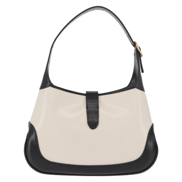 GUCCI New Jackie 1961 Bag Leather 2way White Gold black 636706 Auth 186238V