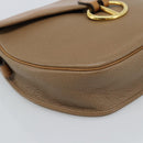 Christian Dior Shoulder Bag Leather Brown Gold Auth 186239A-14