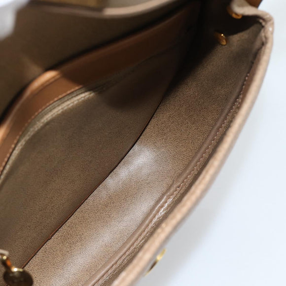 Christian Dior Shoulder Bag Leather Brown Gold Auth 186239A