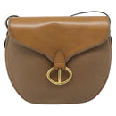 Christian Dior Shoulder Bag Leather Brown Gold Auth 186239A-13