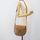 Christian Dior Shoulder Bag Leather Brown Gold Auth 186239A-21