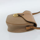Christian Dior Shoulder Bag Leather Brown Gold Auth 186239A-4