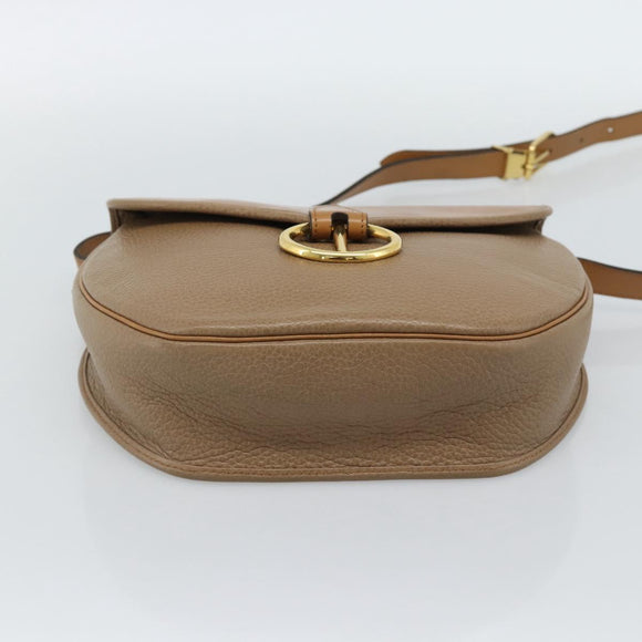 Christian Dior Shoulder Bag Leather Brown Gold Auth 186239A