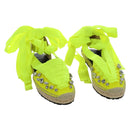 LOEWE Bijou Espadrilles Sandals Canvas Neon Green Auth 186240M-1