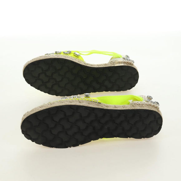 LOEWE Bijou Espadrilles Sandals Canvas Neon Green Auth 186240M