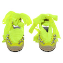 LOEWE Bijou Espadrilles Sandals Canvas Neon Green Auth 186240M-2
