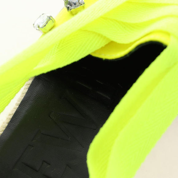 LOEWE Bijou Espadrilles Sandals Canvas Neon Green Auth 186240M