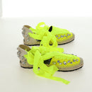 LOEWE Bijou Espadrilles Sandals Canvas Neon Green Auth 186240M-5