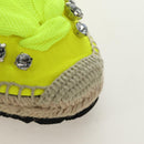 LOEWE Bijou Espadrilles Sandals Canvas Neon Green Auth 186240M-6